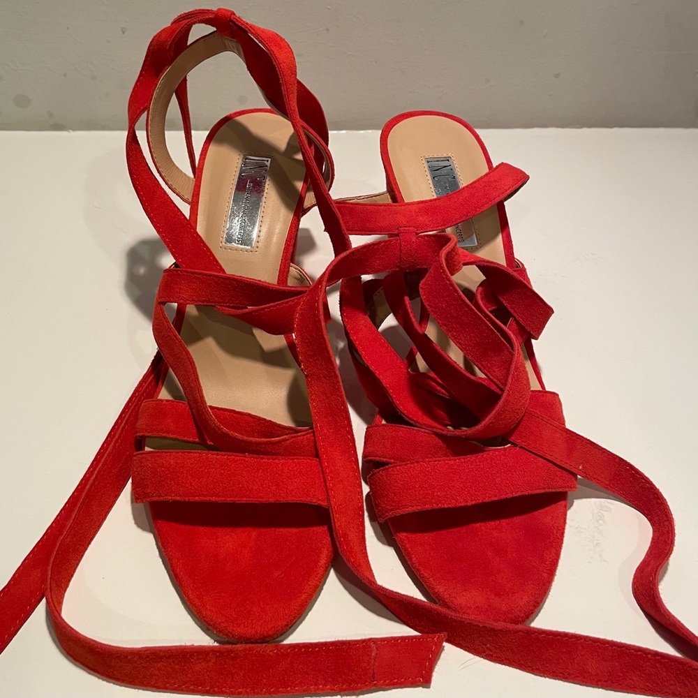 Bright Red INC Kailey Lace-up BlockHeel Sandals - Picture 4 of 8